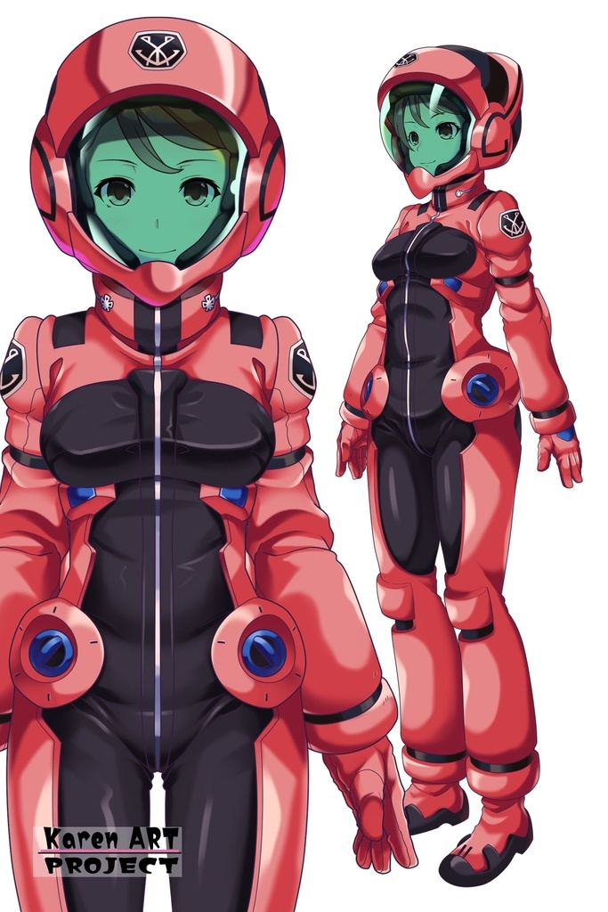 カレンちゃん+アイーダ・スルガンのノーマルスーツ【正面アングル】メッシーバンヘア【完成版】 (ガンダム Gのレコンギスタ) Karen+AIDA SURUGAN Normal Suit,Front,Messy Bun Hair Style,Complete version( G's Reconguista)