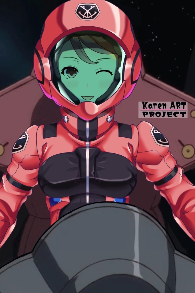 カレンちゃん+アイーダ・スルガンのノーマルスーツ【正面アングル】メッシーバンヘア【完成版】 (ガンダム Gのレコンギスタ) Karen+AIDA SURUGAN Normal Suit,Front,Messy Bun Hair Style,Complete version( G's Reconguista)