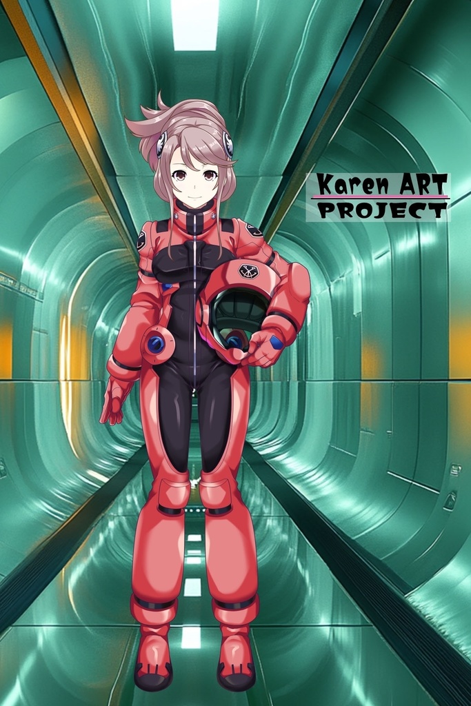 カレンちゃん+アイーダ・スルガンのノーマルスーツ【正面アングル】メッシーバンヘア【完成版】 (ガンダム Gのレコンギスタ) Karen+AIDA SURUGAN Normal Suit,Front,Messy Bun Hair Style,Complete version( G's Reconguista)