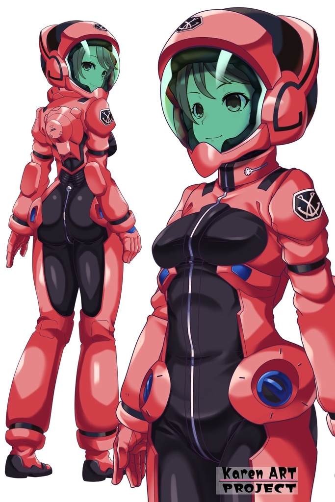 カレンちゃん+アイーダ・スルガンのノーマルスーツ【斜め前アングル】メッシーバンヘア【完成版】 (ガンダム Gのレコンギスタ) Karen+AIDA SURUGAN Normal Suit,Diagonal front,Messy Bun Hair Style,Complete version( G's Reconguista)