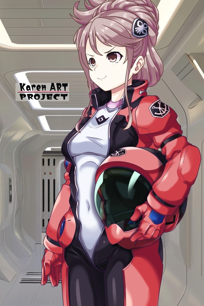 カレンちゃん+アイーダ・スルガンのノーマルスーツ【斜め前アングル】メッシーバンヘア【完成版】 (ガンダム Gのレコンギスタ) Karen+AIDA SURUGAN Normal Suit,Diagonal front,Messy Bun Hair Style,Complete version( G's Reconguista)