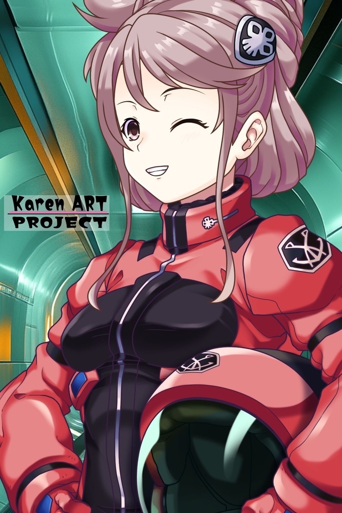 カレンちゃん+アイーダ・スルガンのノーマルスーツ【斜め前アングル】メッシーバンヘア【完成版】 (ガンダム Gのレコンギスタ) Karen+AIDA SURUGAN Normal Suit,Diagonal front,Messy Bun Hair Style,Complete version( G's Reconguista)