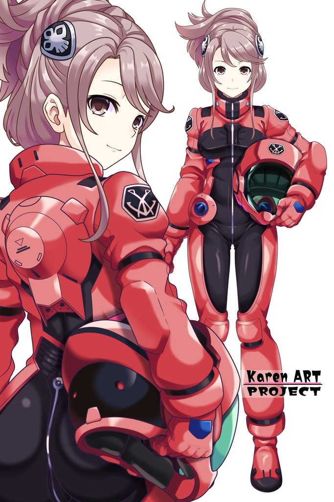 カレンちゃん+アイーダ・スルガンのノーマルスーツ【背面アングル】メッシーバンヘア【完成版】 (ガンダム Gのレコンギスタ) Karen+AIDA SURUGAN Normal Suit,Back Angle,Messy Bun Hair Style,Complete version( G's Reconguista)