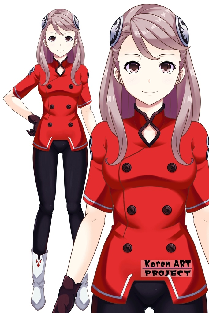 カレンちゃん+アイーダ・スルガンの制服【正面アングル】ロングヘア【完成版】 (ガンダム Gのレコンギスタ) Karen+AIDA SURUGAN Ceremonial clothes,Front,Long Hair Style,Complete version( G's Reconguista)