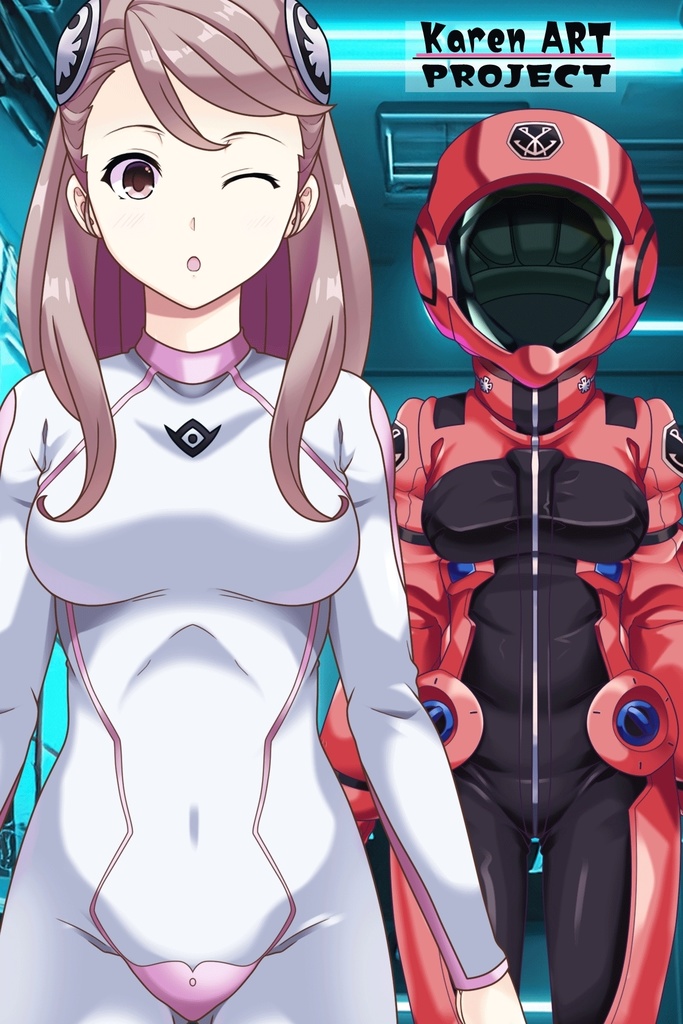 カレンちゃん+アイーダ・スルガンのインナースーツ【正面アングル】ロングヘア【完成版】 (ガンダム Gのレコンギスタ) Karen+AIDA SURUGAN Inner Suit,Front,Long Hair Style,Complete version( G's Reconguista)