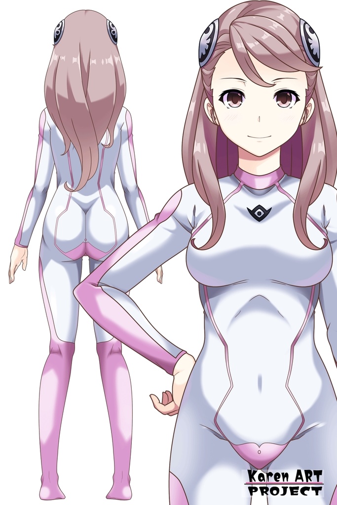 カレンちゃん+アイーダ・スルガンのインナースーツ【正面アングル】ロングヘア【完成版】 (ガンダム Gのレコンギスタ) Karen+AIDA SURUGAN Inner Suit,Front,Long Hair Style,Complete version( G's Reconguista)