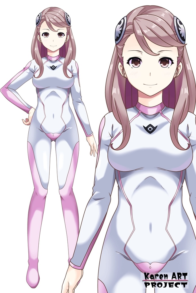 カレンちゃん+アイーダ・スルガンのインナースーツ【正面アングル】ロングヘア【完成版】 (ガンダム Gのレコンギスタ) Karen+AIDA SURUGAN Inner Suit,Front,Long Hair Style,Complete version( G's Reconguista)