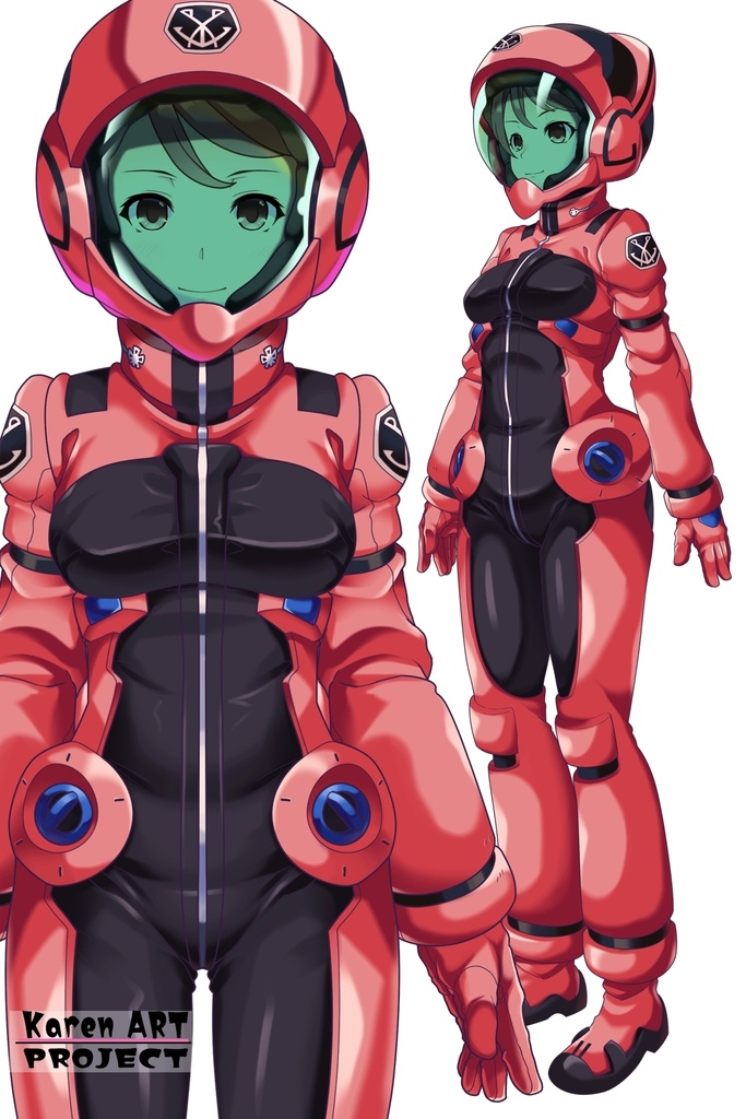 カレンちゃん+アイーダ・スルガンのノーマルスーツ【正面アングル】ロングヘア【完成版】 (ガンダム Gのレコンギスタ) Karen+AIDA SURUGAN Normal Suit,Front,Long Hair Style,Complete version( G's Reconguista)