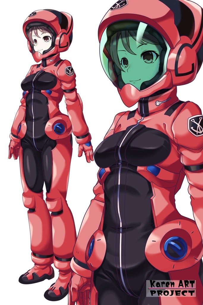 カレンちゃん+アイーダ・スルガンのノーマルスーツ【斜め前アングル】ロングヘア【完成版】 (ガンダム Gのレコンギスタ) Karen+AIDA SURUGAN Normal Suit,Diagonal front,Long Hair Style,Complete version( G's Reconguista)