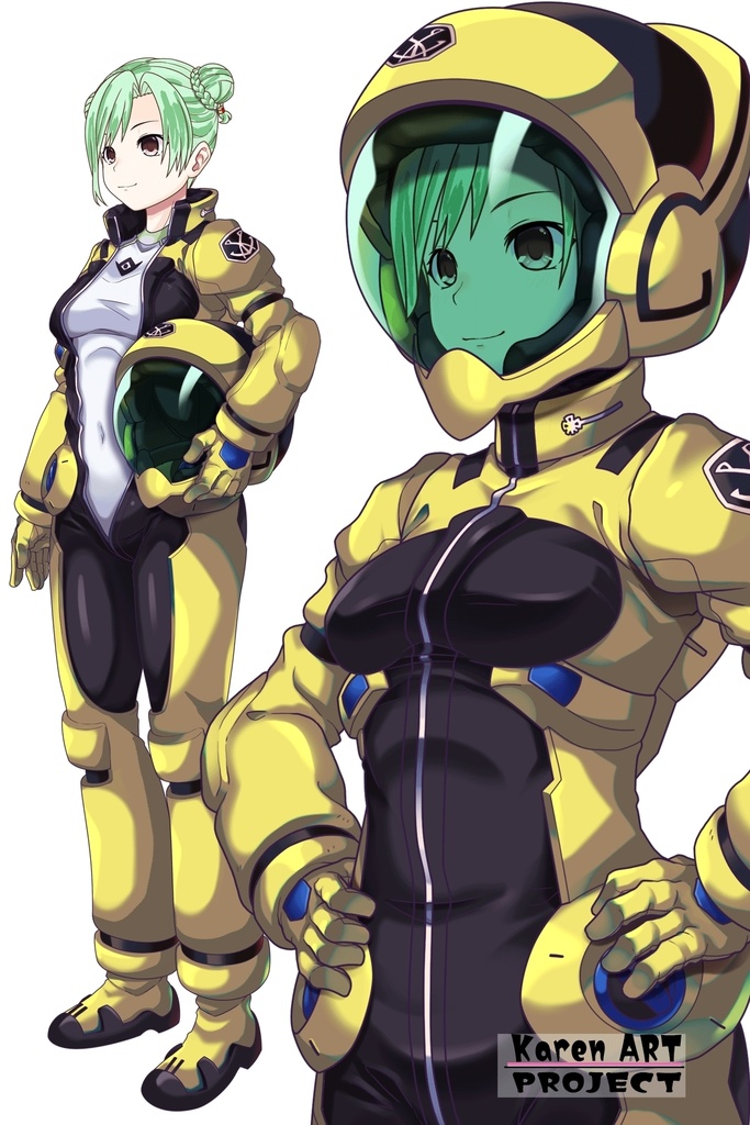 カレンちゃん+ラライア・マンディのノーマルスーツ【斜め前アングル】 (ガンダム Gのレコンギスタ) Karen+Raraiya Monday Normal Suit,Diagonal front ( G's Reconguista)