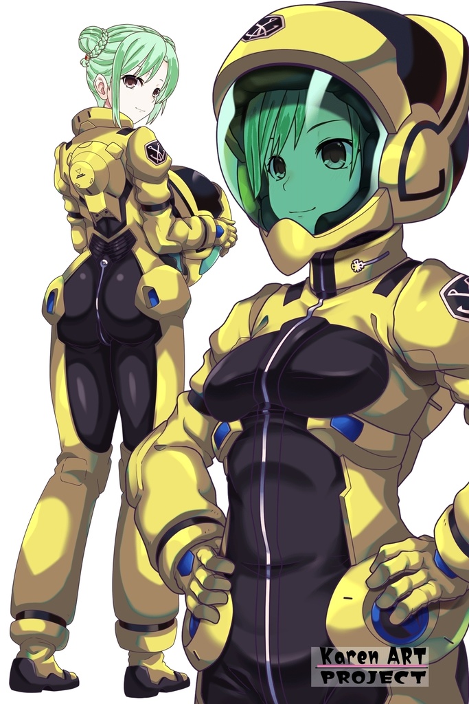 カレンちゃん+ラライア・マンディのノーマルスーツ【斜め前アングル】 (ガンダム Gのレコンギスタ) Karen+Raraiya Monday Normal Suit,Diagonal front ( G's Reconguista)