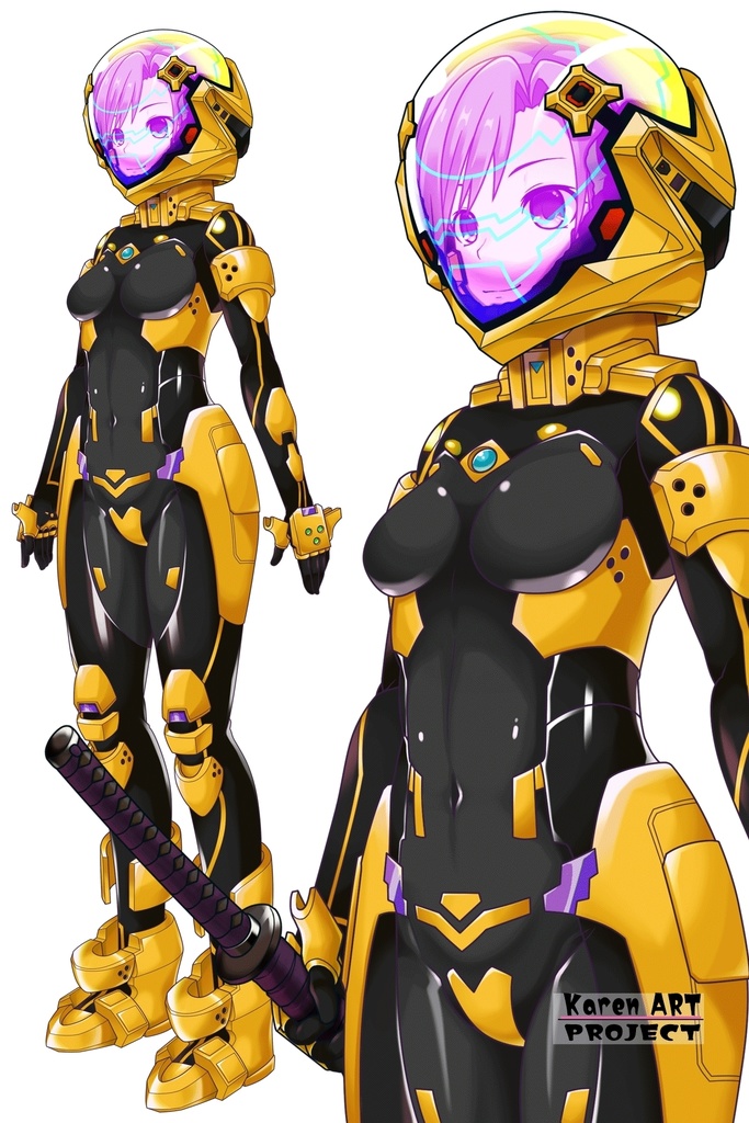 カレンちゃん+衛士強化装備(篁唯依カラー)【トータル・イクリプス】 斜め前アングル Karen is wearing Yui Takamura Guard Reinforcement Equipment【TOTAL ECLIPSE】Diagonal front angle