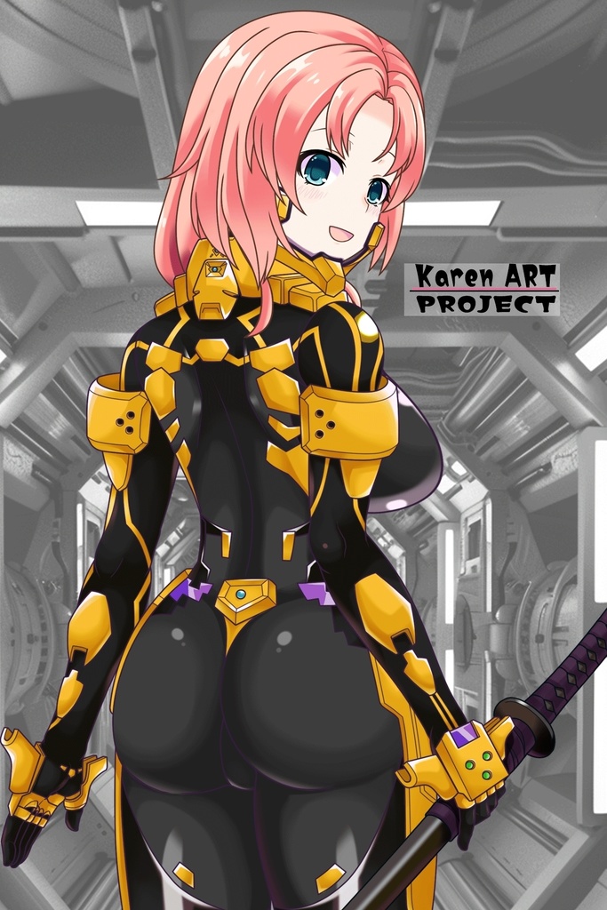 亜美ちゃん+衛士強化装備(篁唯依カラー)【トータル・イクリプス】 背面アングル Ami is wearing Yui Takamura Guard Reinforcement Equipment【TOTAL ECLIPSE】Back Angle