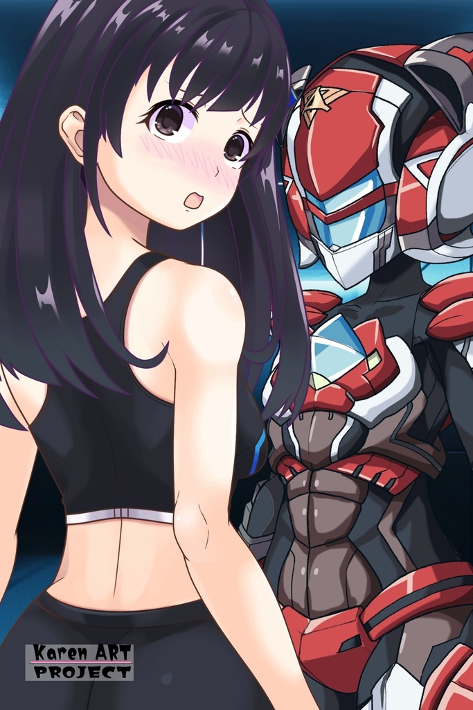 ゆりちゃん+黒澤ダイヤの強化スーツ(スカーレット・デルタ)【幻日のヨハネ】斜め前アングル Yuri is wearing Daiya Kurosawa's Powered Suit(Scarlet Delta)【SUNSHINE in the MIRROR】Diagonal front angle