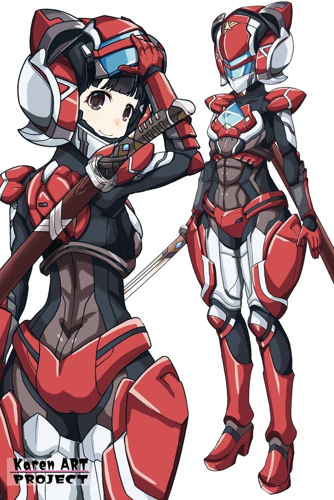 ゆりちゃん+黒澤ダイヤの強化スーツ(スカーレット・デルタ)【幻日のヨハネ】背面アングル Yuri is wearing Daiya Kurosawa's Powered Suit(Scarlet Delta)【SUNSHINE in the MIRROR】Back Angle