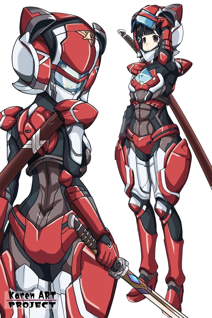 ゆりちゃん+黒澤ダイヤの強化スーツ(スカーレット・デルタ)【幻日のヨハネ】背面アングル Yuri is wearing Daiya Kurosawa's Powered Suit(Scarlet Delta)【SUNSHINE in the MIRROR】Back Angle