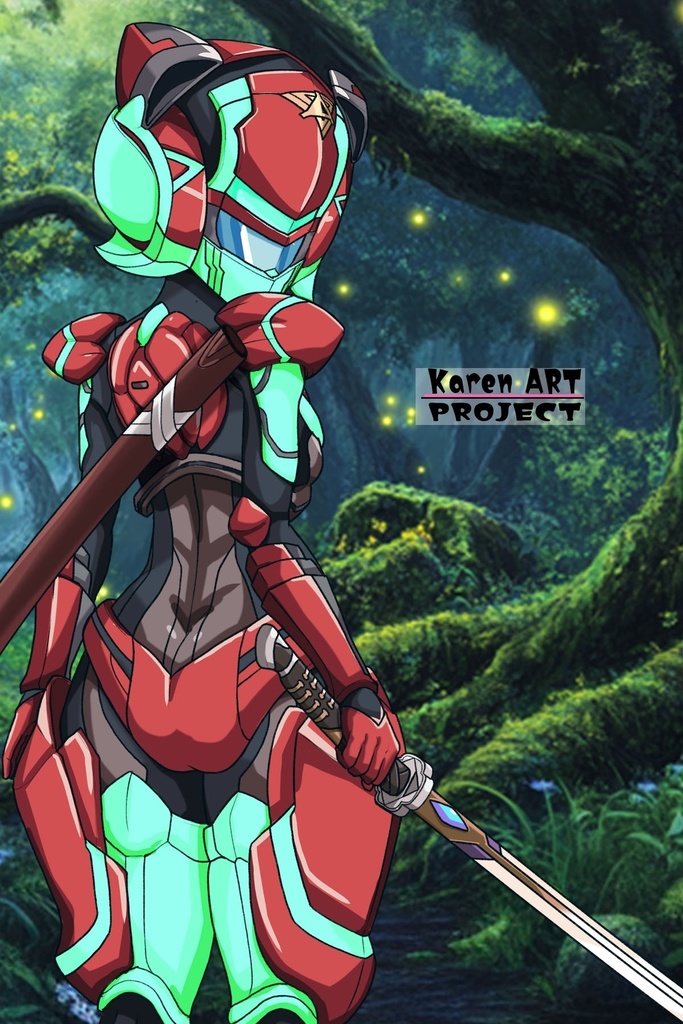 ゆりちゃん+黒澤ダイヤの強化スーツ(スカーレット・デルタ)【幻日のヨハネ】背面アングル Yuri is wearing Daiya Kurosawa's Powered Suit(Scarlet Delta)【SUNSHINE in the MIRROR】Back Angle