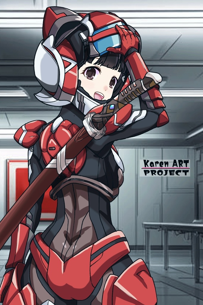 ゆりちゃん+黒澤ダイヤの強化スーツ(スカーレット・デルタ)【幻日のヨハネ】背面アングル Yuri is wearing Daiya Kurosawa's Powered Suit(Scarlet Delta)【SUNSHINE in the MIRROR】Back Angle