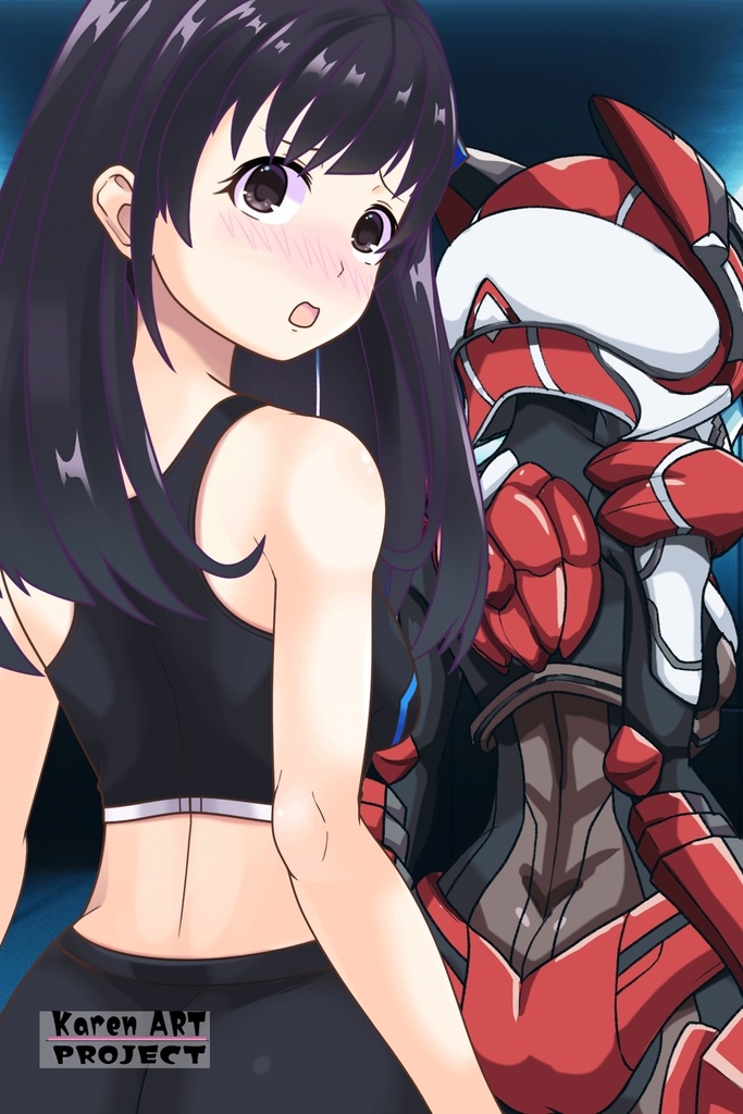 ゆりちゃん+黒澤ダイヤの強化スーツ(スカーレット・デルタ)【幻日のヨハネ】背面アングル Yuri is wearing Daiya Kurosawa's Powered Suit(Scarlet Delta)【SUNSHINE in the MIRROR】Back Angle