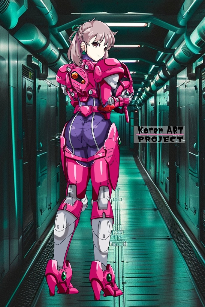 カレンちゃん+アニス・ファームの装備【超音戦士ボーグマン02】 背面アングル Karen is wearing Anice Farm's Powered Suit 【Sonic Soldier Borgman02】Back Angle