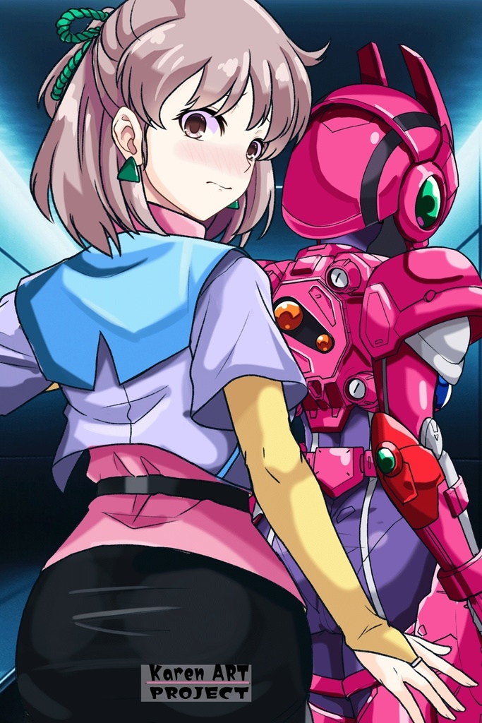 カレンちゃん+アニス・ファームの衣装【超音戦士ボーグマン03】斜め前・背面アングル Karen is wearing Anice Farm's Costume 【Sonic Soldier Borgman03】Diagonal front angle & Back Angle