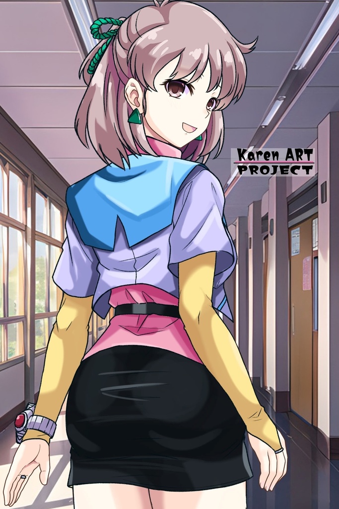 カレンちゃん+アニス・ファームの衣装【超音戦士ボーグマン03】斜め前・背面アングル Karen is wearing Anice Farm's Costume 【Sonic Soldier Borgman03】Diagonal front angle & Back Angle