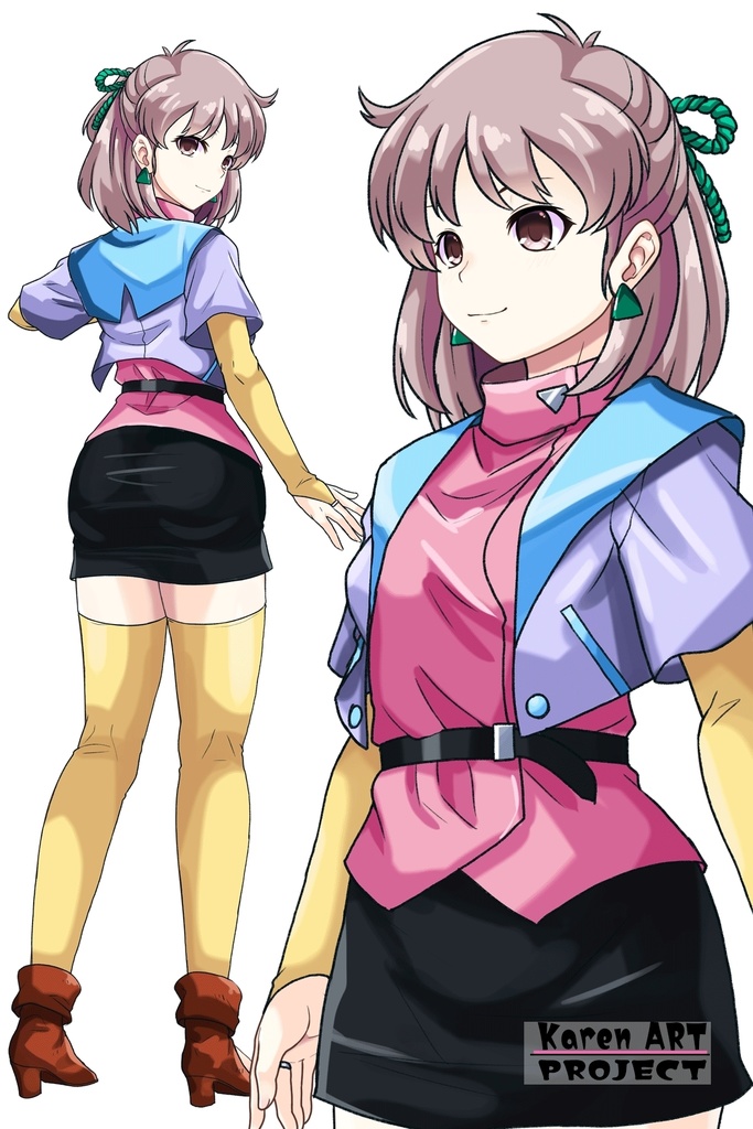 カレンちゃん+アニス・ファームの衣装【超音戦士ボーグマン03】斜め前・背面アングル Karen is wearing Anice Farm's Costume 【Sonic Soldier Borgman03】Diagonal front angle & Back Angle