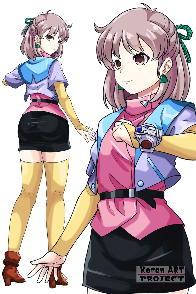 カレンちゃん+アニス・ファームの衣装【超音戦士ボーグマン03】斜め前・背面アングル Karen is wearing Anice Farm's Costume 【Sonic Soldier Borgman03】Diagonal front angle & Back Angle