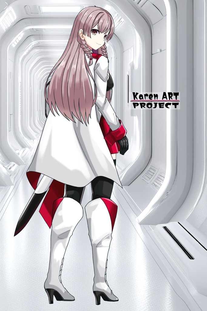 カレンちゃん+セレナの制服【目覚めたら最強装備と宇宙船持ち02】 背面アングル Karen is wearing Serena Holz's Costume【Reborn as a Space Mercenary02】Back Angle