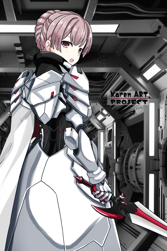 カレンちゃん+セレナのパワーアーマー【目覚めたら最強装備と宇宙船持ち04】 背面アングル Karen is wearing Serena Holz's Power Armar【Reborn as a Space Mercenary04】Back Angle