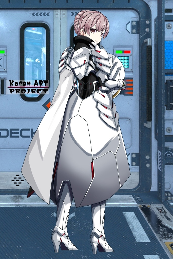 カレンちゃん+セレナのパワーアーマー【目覚めたら最強装備と宇宙船持ち04】 背面アングル Karen is wearing Serena Holz's Power Armar【Reborn as a Space Mercenary04】Back Angle