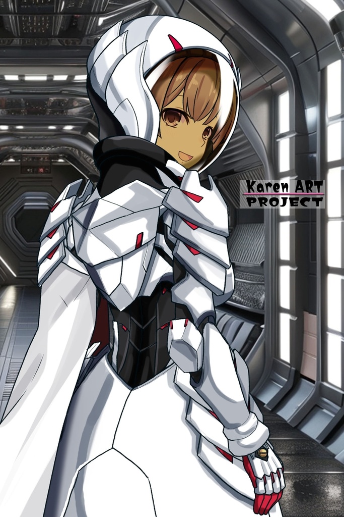 カレンちゃん+セレナのパワーアーマー【目覚めたら最強装備と宇宙船持ち04】 背面アングル Karen is wearing Serena Holz's Power Armar【Reborn as a Space Mercenary04】Back Angle