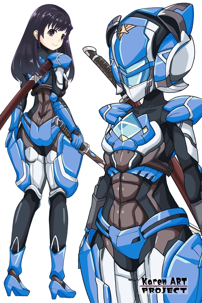 ゆりちゃん+黒澤ダイヤの装備-青(スカーレット・デルタ01)【幻日のヨハネ】 斜め前アングル Yuri is wearing Daiya Kurosawa's Powered Suit-Blue (Scarlet Delta01)【SUNSHINE in the MIRROR】Diagonal front angle