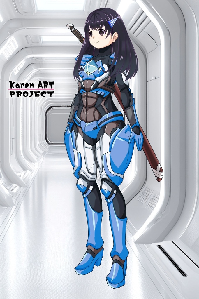 ゆりちゃん+黒澤ダイヤの装備-青(スカーレット・デルタ01)【幻日のヨハネ】 斜め前アングル Yuri is wearing Daiya Kurosawa's Powered Suit-Blue (Scarlet Delta01)【SUNSHINE in the MIRROR】Diagonal front angle