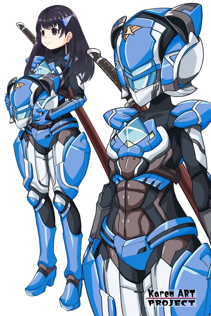 ゆりちゃん+黒澤ダイヤの装備-青(スカーレット・デルタ01)【幻日のヨハネ】 斜め前アングル Yuri is wearing Daiya Kurosawa's Powered Suit-Blue (Scarlet Delta01)【SUNSHINE in the MIRROR】Diagonal front angle