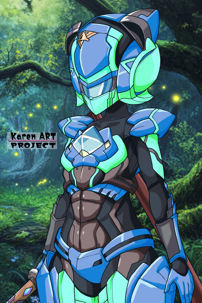 ゆりちゃん+黒澤ダイヤの装備-青(スカーレット・デルタ01)【幻日のヨハネ】 斜め前アングル Yuri is wearing Daiya Kurosawa's Powered Suit-Blue (Scarlet Delta01)【SUNSHINE in the MIRROR】Diagonal front angle