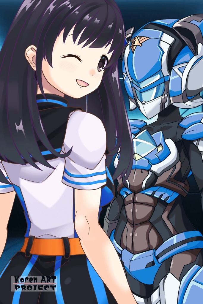 ゆりちゃん+黒澤ダイヤの装備-青(スカーレット・デルタ01)【幻日のヨハネ】 斜め前アングル Yuri is wearing Daiya Kurosawa's Powered Suit-Blue (Scarlet Delta01)【SUNSHINE in the MIRROR】Diagonal front angle