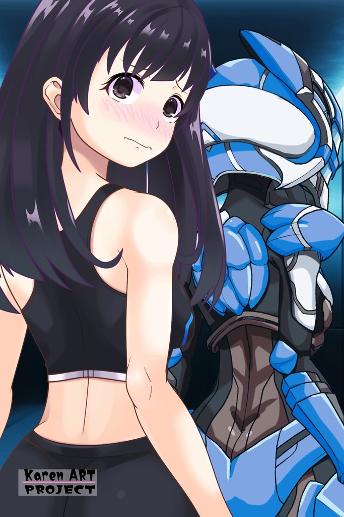 ゆりちゃん+黒澤ダイヤの装備-青(スカーレット・デルタ02)【幻日のヨハネ】 背面アングル Yuri is wearing Daiya Kurosawa's Powered Suit-Blue (Scarlet Delta02)【SUNSHINE in the MIRROR】Back Angle