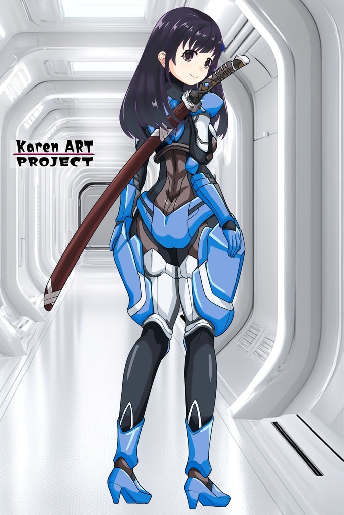 ゆりちゃん+黒澤ダイヤの装備-青(スカーレット・デルタ02)【幻日のヨハネ】 背面アングル Yuri is wearing Daiya Kurosawa's Powered Suit-Blue (Scarlet Delta02)【SUNSHINE in the MIRROR】Back Angle