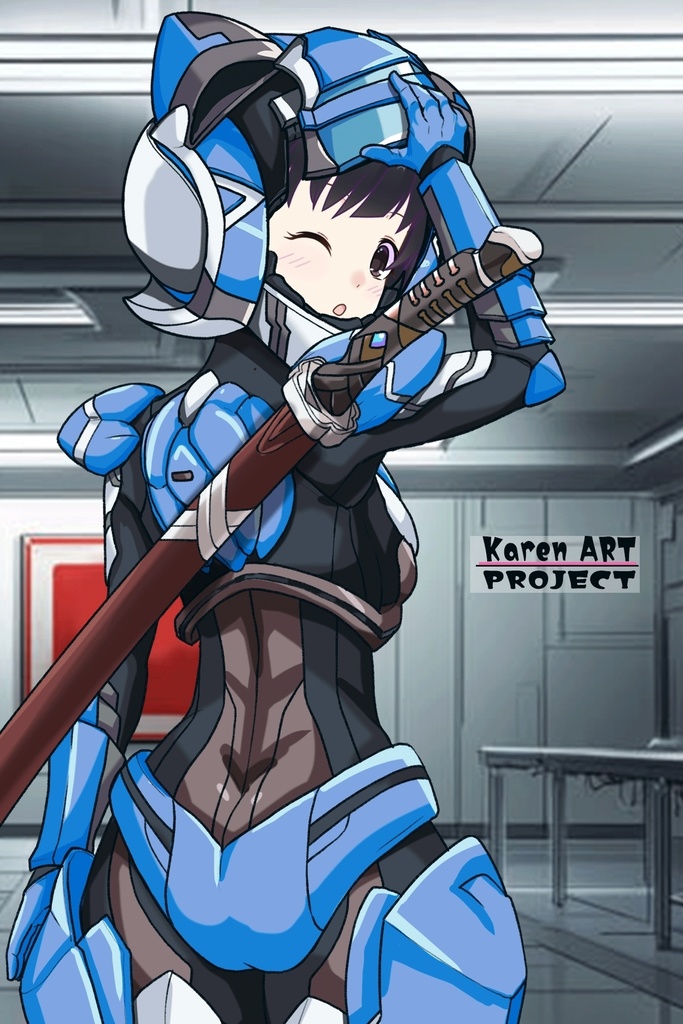 ゆりちゃん+黒澤ダイヤの装備-青(スカーレット・デルタ02)【幻日のヨハネ】 背面アングル Yuri is wearing Daiya Kurosawa's Powered Suit-Blue (Scarlet Delta02)【SUNSHINE in the MIRROR】Back Angle