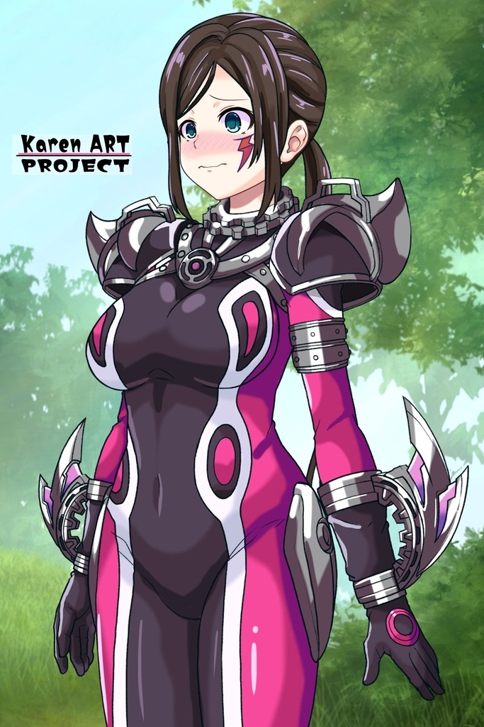 亜美ちゃん+サキュバスのバトルスーツ【特捜戦隊デカレンジャー01】 斜め前アングル Ami is wearing Succubus's battle Suit【Power Rangers Tokusou Sentai Dekaranger 01】Diagonal front angle