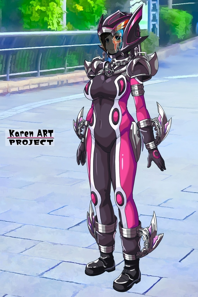 亜美ちゃん+サキュバスのバトルスーツ【特捜戦隊デカレンジャー01】 斜め前アングル Ami is wearing Succubus's battle Suit【Power Rangers Tokusou Sentai Dekaranger 01】Diagonal front angle