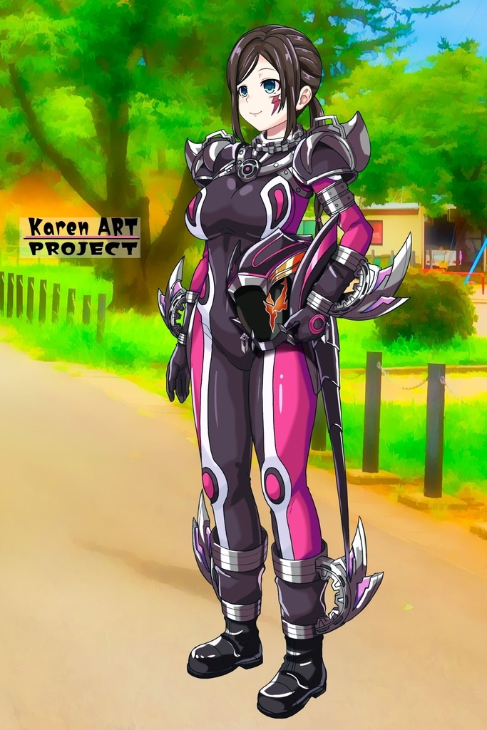 亜美ちゃん+サキュバスのバトルスーツ【特捜戦隊デカレンジャー01】 斜め前アングル Ami is wearing Succubus's battle Suit【Power Rangers Tokusou Sentai Dekaranger 01】Diagonal front angle