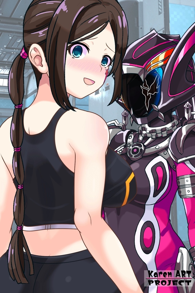 亜美ちゃん+サキュバスのバトルスーツ【特捜戦隊デカレンジャー01】 斜め前アングル Ami is wearing Succubus's battle Suit【Power Rangers Tokusou Sentai Dekaranger 01】Diagonal front angle