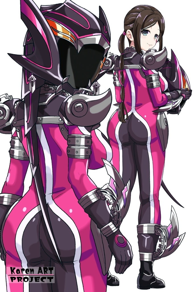 亜美ちゃん+サキュバスのバトルスーツ【特捜戦隊デカレンジャー02】 背面アングル Ami is wearing Succubus's battle Suit【Power Rangers Tokusou Sentai Dekaranger 02】Back Angle