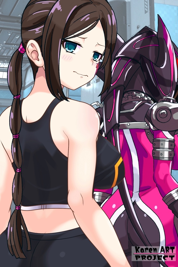 亜美ちゃん+サキュバスのバトルスーツ【特捜戦隊デカレンジャー02】 背面アングル Ami is wearing Succubus's battle Suit【Power Rangers Tokusou Sentai Dekaranger 02】Back Angle