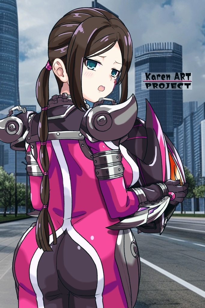 亜美ちゃん+サキュバスのバトルスーツ【特捜戦隊デカレンジャー02】 背面アングル Ami is wearing Succubus's battle Suit【Power Rangers Tokusou Sentai Dekaranger 02】Back Angle