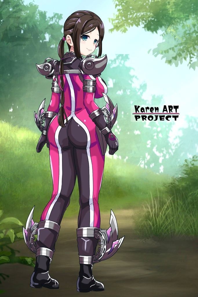 亜美ちゃん+サキュバスのバトルスーツ【特捜戦隊デカレンジャー02】 背面アングル Ami is wearing Succubus's battle Suit【Power Rangers Tokusou Sentai Dekaranger 02】Back Angle