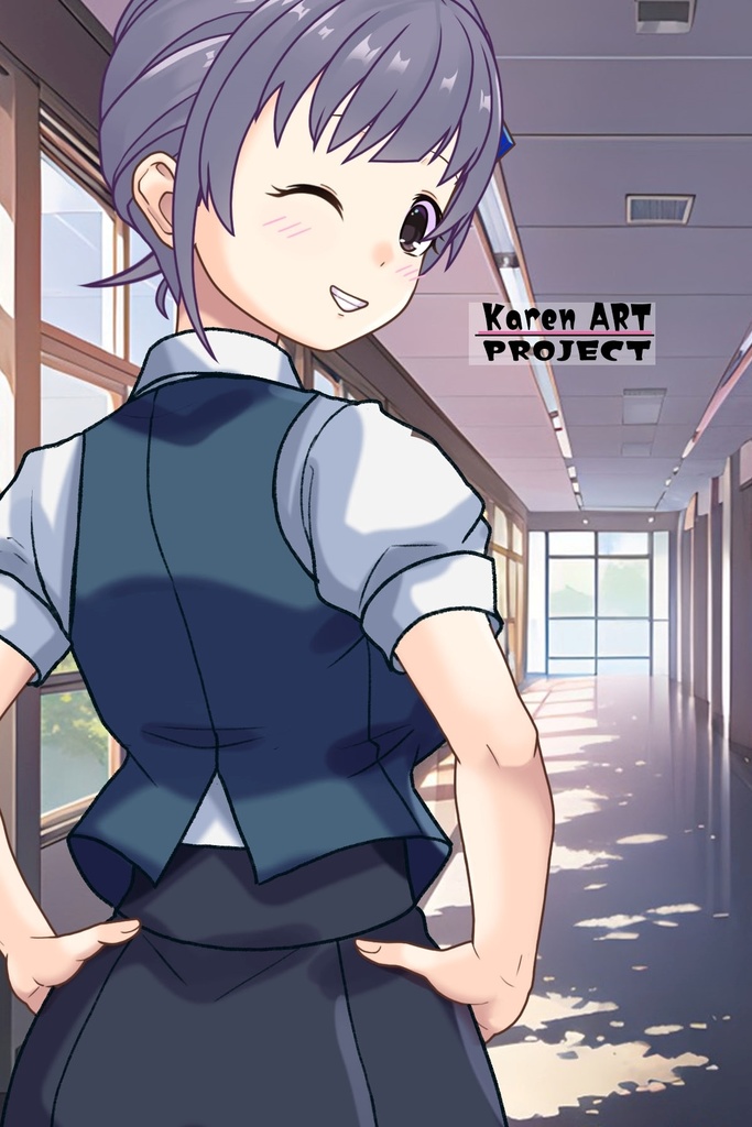 ゆりちゃん+白崎イリスの制服【Classroom☆Crisis 03】 斜め前・背面アングル Yuri is wearing Iris Shirasaki's School Uniform 【Classroom☆Crisis 03】 Diagonal front angle & Back Angle