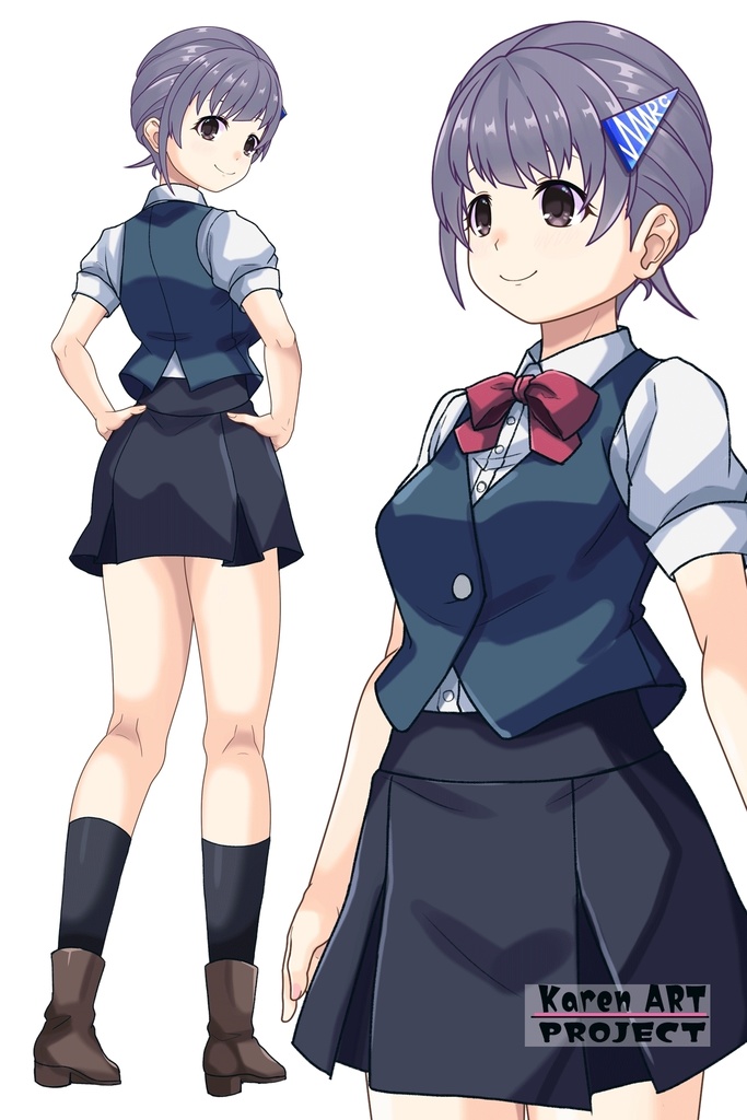 ゆりちゃん+白崎イリスの制服【Classroom☆Crisis 03】 斜め前・背面アングル Yuri is wearing Iris Shirasaki's School Uniform 【Classroom☆Crisis 03】 Diagonal front angle & Back Angle